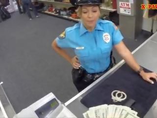 Busty police officer pawns her stuff and nailed to earn cash