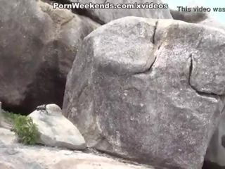 Fantastic fuck near the stone wall